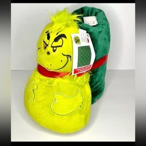 Dr Seuss The Grinch Christmas Throw and Pillow Set New